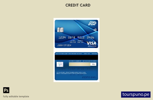 listo para imprimir plantilla de tarjeta electrónica visa ADP Earnings Bank de E